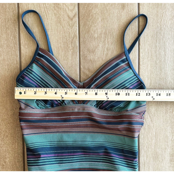 Prana Womens Moorea OnePiece Swimsuit Small Atlantic Pontoon Padded Ruched Beach - Picture 4 of 5